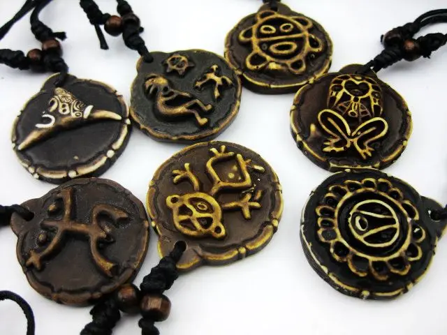 14 pcs Taino Coqui Frog Cemi Sun Turtles Kokopelli Imitate Bone Powder Biker Necklace All 7 styles choose