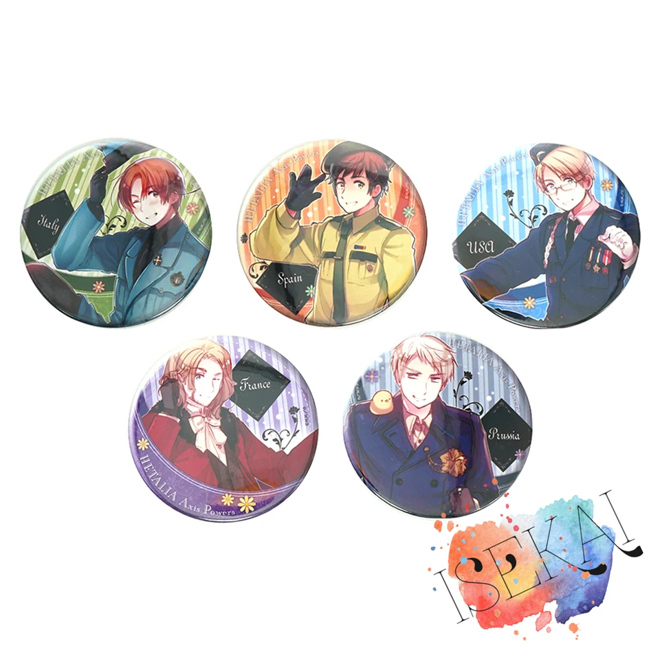 Axis Power HETALIA Anime Badge Italy France Russia USA Spain 50mm