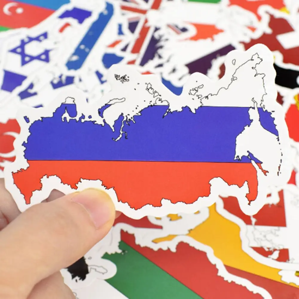 50 PCS National Flags Stickers Toys Countries Map Travel Waterproof Sticker to DIY Scrapbooking Suitcase Laptop Car Motorcycle