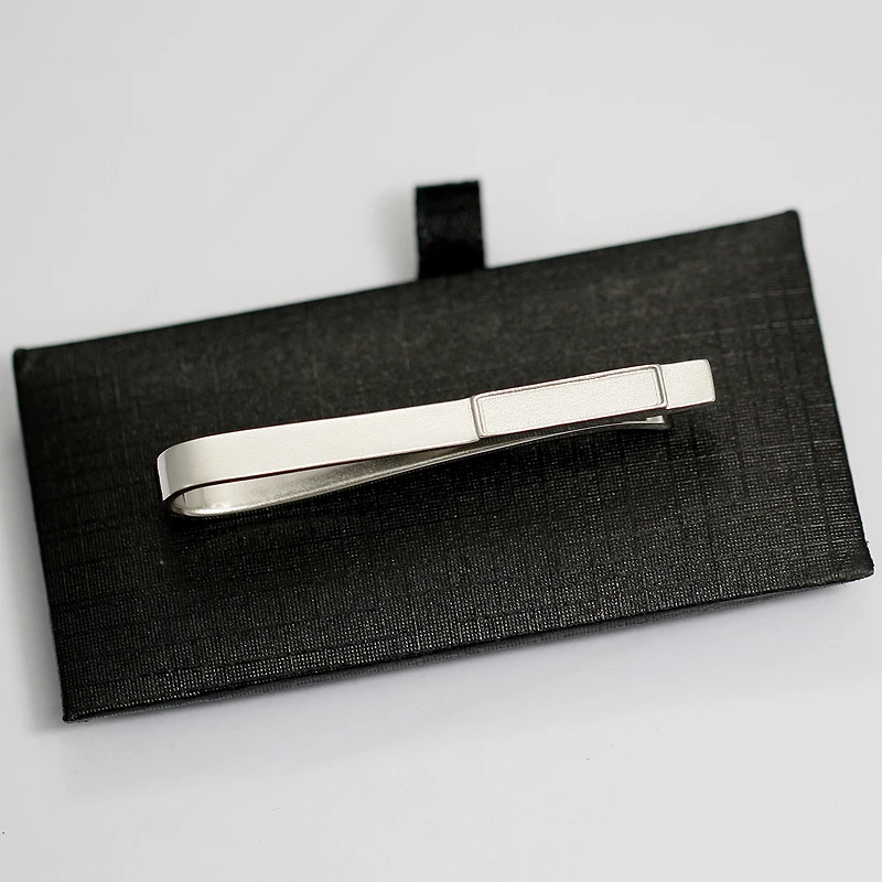 Beadsnice Personalized Sterling Silver Tie Bar Mens Tie Clip With Rectangle Bezel Cup Tie Clip Blanks 39170