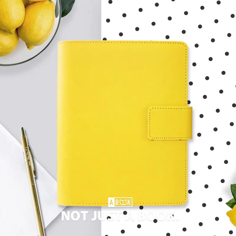 

Yiwi Original Lemon Yellow A5 A6 Diary Pu Leather Planner 6 Loose Leaf Spiral Binder Notebook