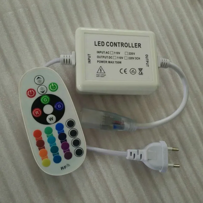 110V 220V Led Strip Light RGB Controller 24Key IR Remote Control 750W  EU/US Plug 8mm/10MM/12mm PCB Switching Connector