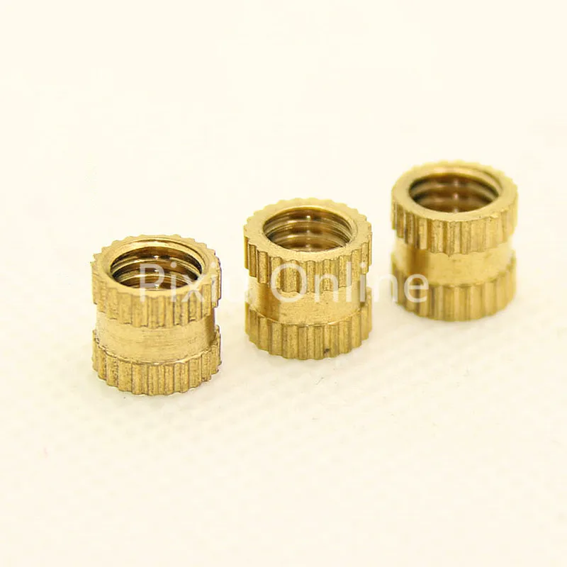 50PCS ST192b M3*3/4/5/6/7/8*5mm Injection Molding Brass Nut Bi-pass Knurled Nuts Copper Insert Knurling tools