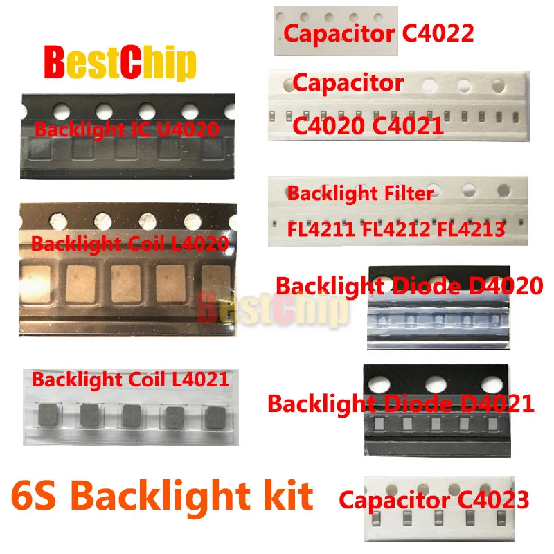 5 Bộ/lô Đèn Nền LED IC Bộ U4020 + Cuộn Dây L4020 L4021 + Diode D4020 D4021 + Tụ Điện C4023 C4022 + lọc FL4211-13 Dành Cho iPhone 6 S