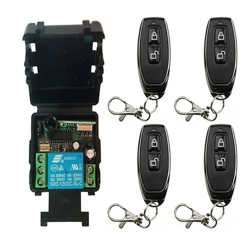 Mini Wireless RF Remote Control Light Switch 10A Relay Output Radio DC 12V  24V 1 CH Channel 1CH Receiver Module +Transmitter