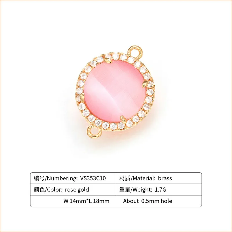 ZHUKOU 14x18mm Mooie Messing Zirconia Ronde Kristal Connectors voor Ketting Handgemaakte sieraden maken bevindingen model: VS353