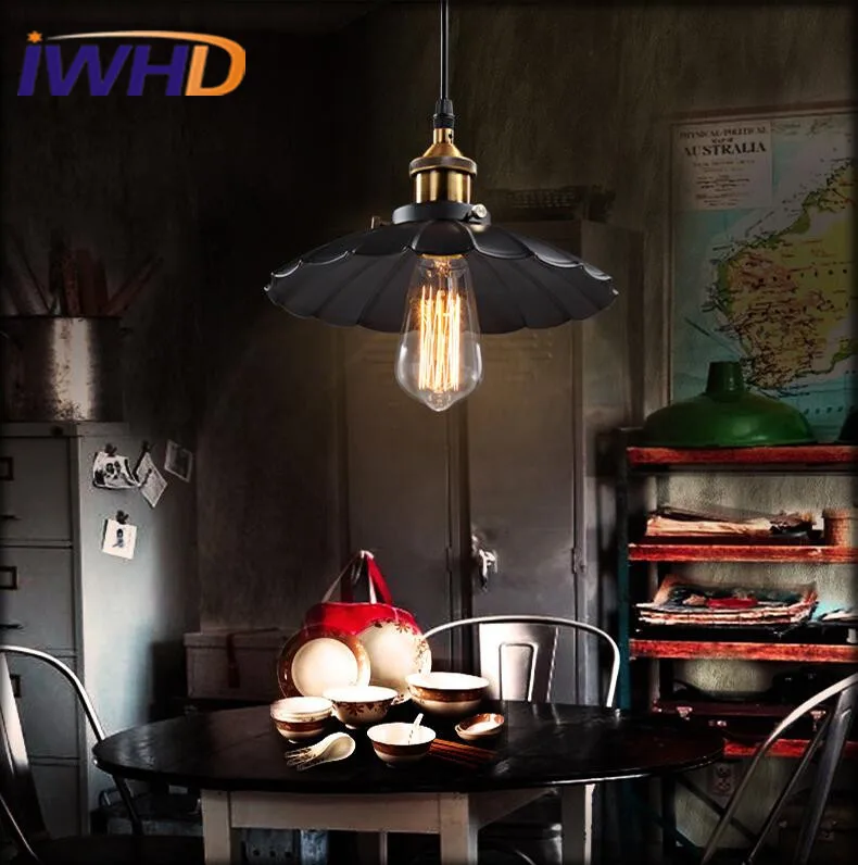 IWHD Nordiac Vintage Industrial Pendant Lamp Creative Umbrella Shape Iron Antique Pendant Lights Retro Loft Edison Blub Lamps