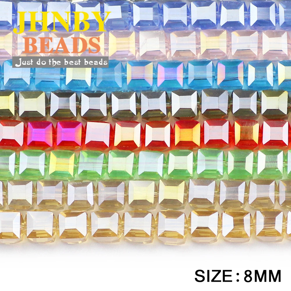 JHNBY Square shape Austrian crystal beads 8mm 30pcs High quality glass Loose beads for jewelry making bracelet DIY Accessories