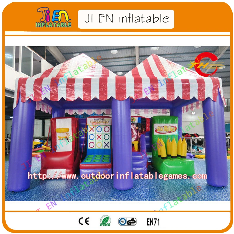 

free shipping 4 in 1 inflatable carnival game booth basketball ring toss commercial rental inflatable sport games