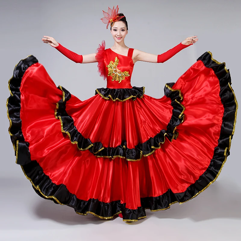 Flamenco Skirt Spanish Senorita Flamenco Dancer Fancy Dress Costume Brazil Dance Costume Gypsy Ro Flamenco Dress S-XXXL DL2891