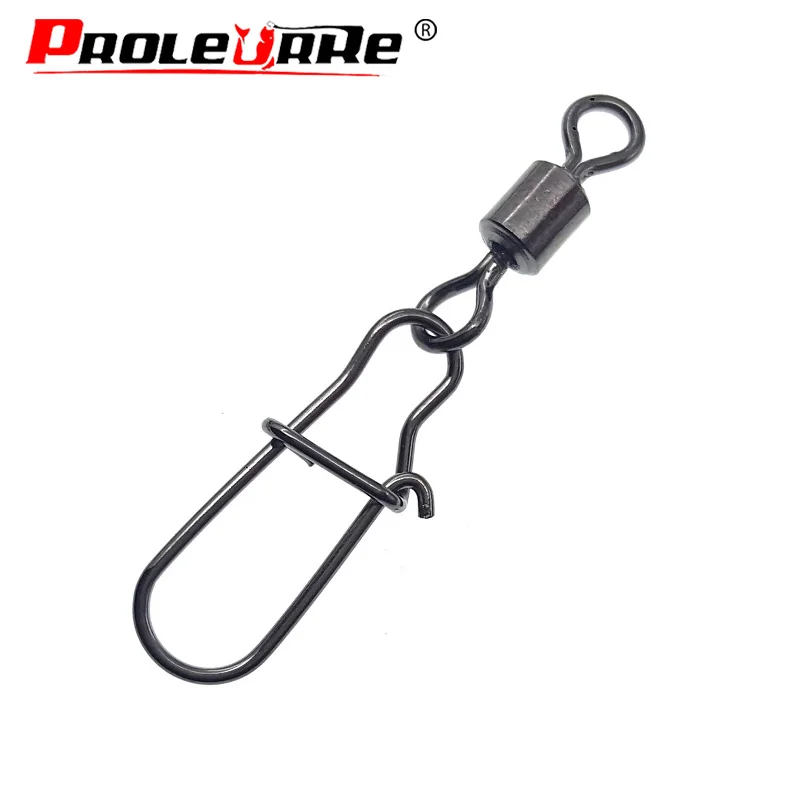 Proleurre 10pcs Fishing Connector Pin high speed Bearing Rolling Swivel Stainless Steel with Snap Fishhook Lure fishing Tackle