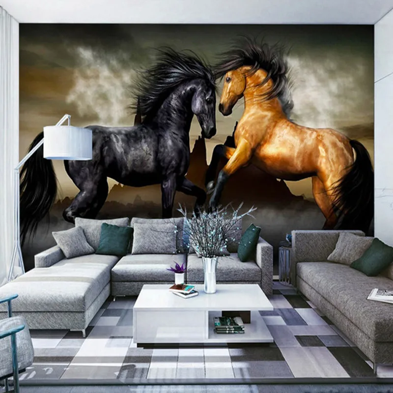 

High Quality Custom Photo Wallpaper Horse Living Room Sofa Bedroom Background Flash Silver Cloth Wall Paper Mural De Parede 3D