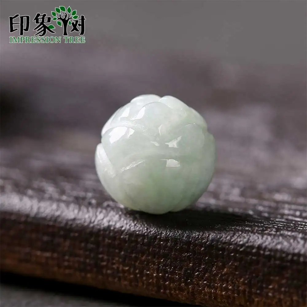 Natural Jadeite Round Lotus Carven Beads 4Pcs 9x9mm Gem Jad E Round Loose Beads Handmade Necklace For DIY Jewelry Making 18015