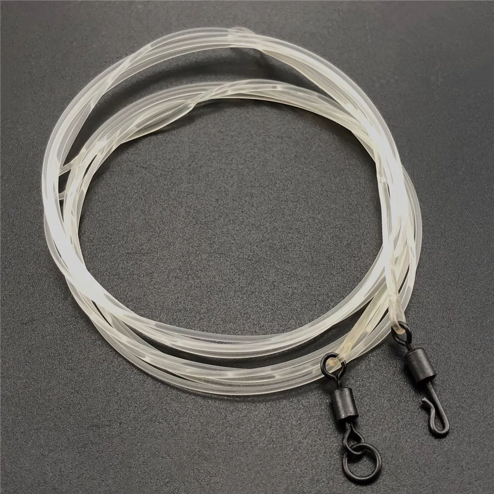 1M 35LB Fluorocarbon Hooklink Clear Color Carp Lead Free Leader With Flex Ring Quick Change Swivel Lead Core Leader Looped