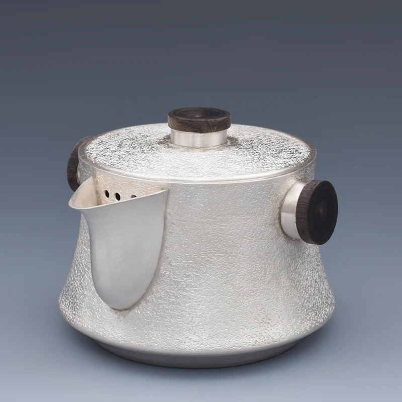 Pure Silver Kungfu Teaware Creative Sandalwood Double Ear Anti-scalding Teapot Making Tea Pure Handmade Silver Pot