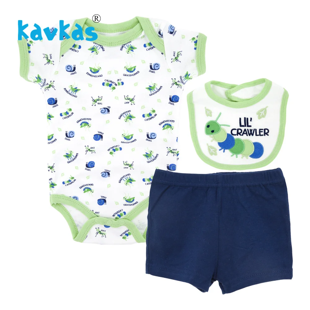 

Kavkas Summer Cute Insect Printing Newborn Baby Boys Infant Rompers+Shoes+Hat 3Pcs Outfit Baby Boys Clothes Set Roupa De Bebes