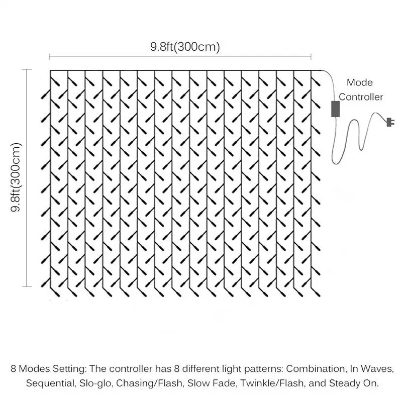 3 м x 3 м 300 светодиодов для дома, уличного отдыха, рождественские декоративные светильники, свадебные рождественские гирлянды, сказочные занавески, гирлянды, полосы, вечерние огни