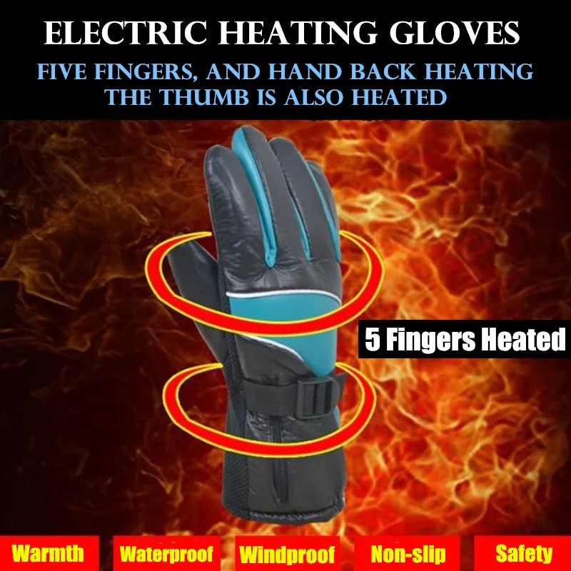 Smart Electric Heated Gloves Touch Screen Ski Gloves Battery Powered Self Heating 3M Waterproof Motorcycle Racing Riding Guantes