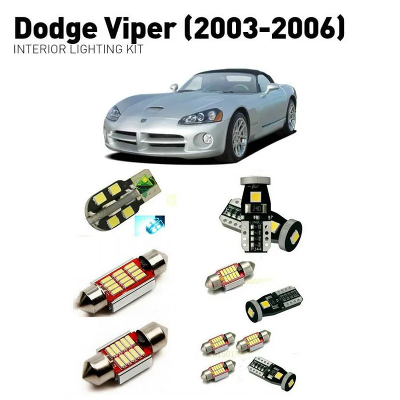 

Led interior lights For Dodge viper 2003-2006 8pc Led Lights For Cars lighting kit automotive bulbs Canbus