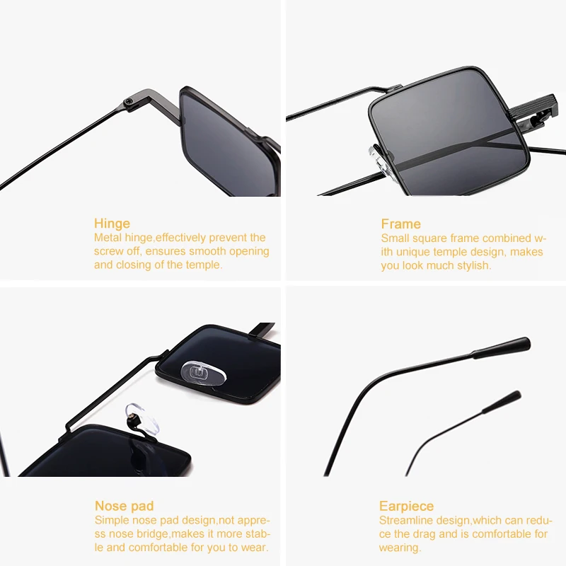 Stylowe małe kwadratowe metalowe okulary przeciwsłoneczne Steampunk mężczyźni kobiety Vintage okulary przeciwsłoneczne moda uliczna odcienie óculos De Sol UV400 — zdjęcie 5