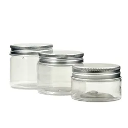 Tarro redondo de plástico pet con tapa de aluminio dorado, embalaje de cosméticos de muestra de almacenamiento de crema, contenedor, olla, 1oz, 30ml, 50ml, 60ml, 80g