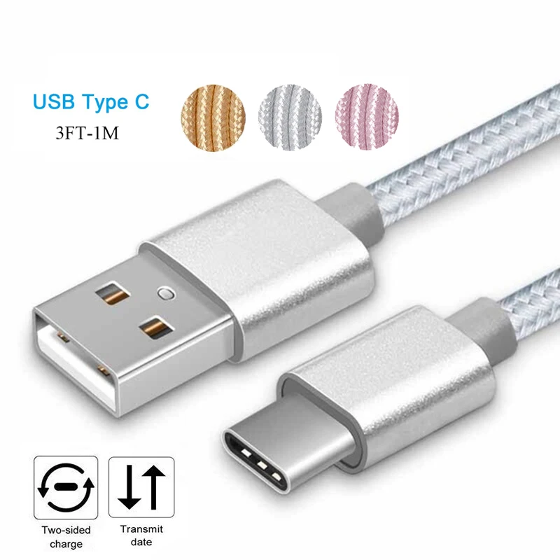 USB Type C Cable Nylon Braided Fast Charger Cord For Samsung Galaxy S10 S9 Note 9 8 S8 Plus,LG V30 V20 G6 G5,Google Pixel