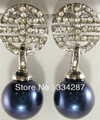 hot sell new - 6color!12mm white/pink/blue/yellow/gray/black/green/coffee shell pearl earring