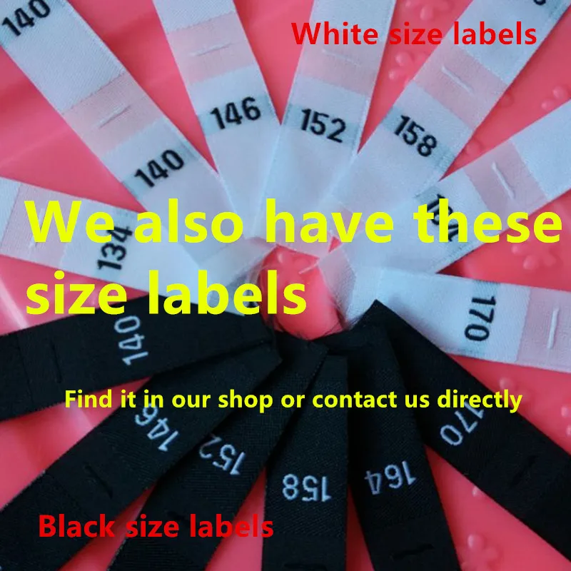 50pcs Black polyester cloth size label baby clothes 50 56 62 68 74 80 86 92 98 104 110 116 122 128 number Garment Sizing Labels