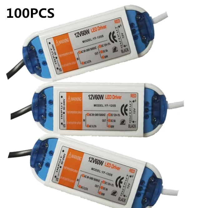 

100PCS Wholesale DC 12V 60W LED Driver Switch power supply transformer For LED Strip light AC 85-265V Constant current power