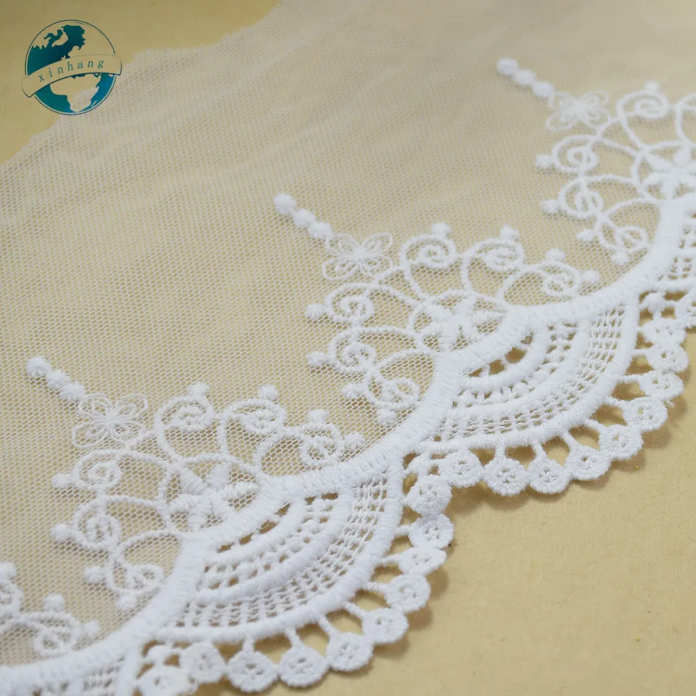 12cm Wide White Lace Embroid Sewing Ribbon Guipure African Lace Fabric Trim Warp Knitting DIY Garment Wedding Accessories#2636