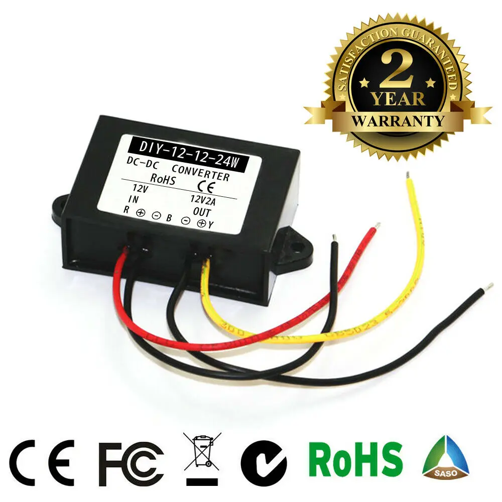 DC 9V-23V TO 12V 2A 24W Input Voltage Converter Waterproof Reducer Regulator