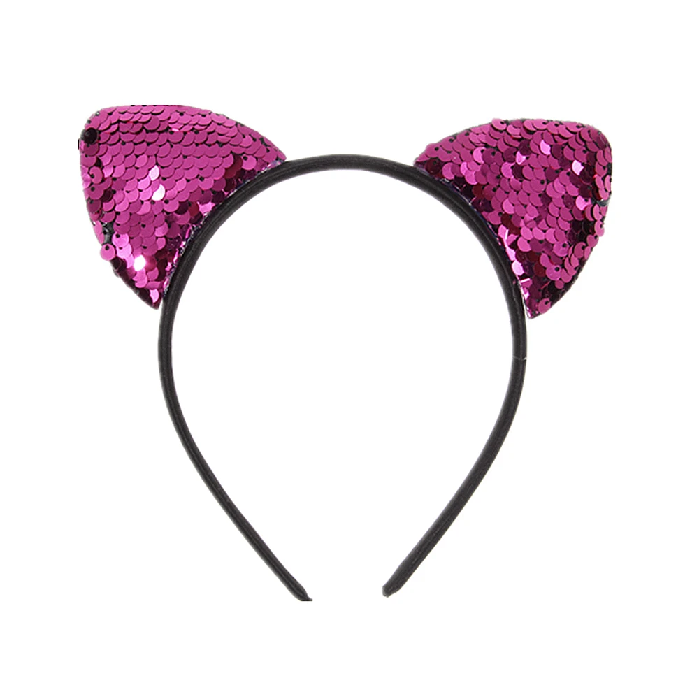 Fashion Glitter Flip Sequins Cat Ear Girl Hair Band Hair Hoop Baby Kids Women Cat Ear Hair Bands Festival Headdress Gifts