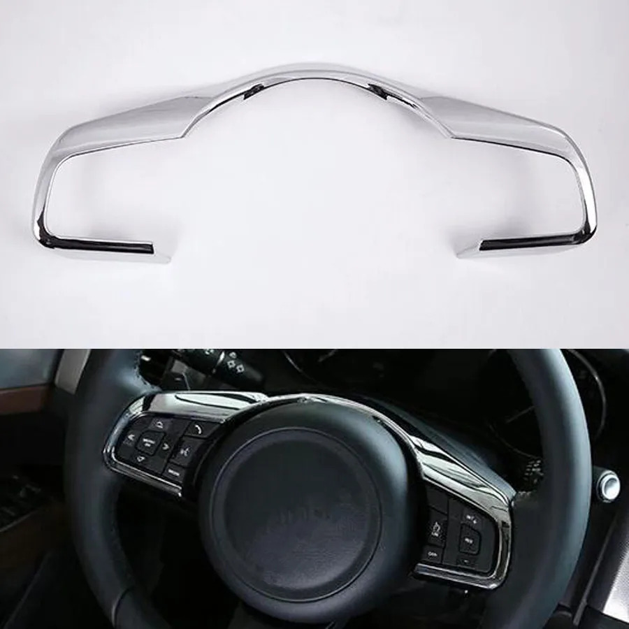 YAQUICKA New Auto Car Steering Wheel Decoration Frame Trim Strip Car-styling ABS Chrome For Jaguar F-Pace f pace XE XF 2016-17