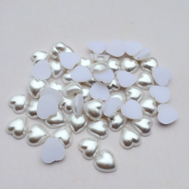 DIY 12mm 60PCS/lot  white Half heart pearl  Nail art decals Jewelry wedding decoration