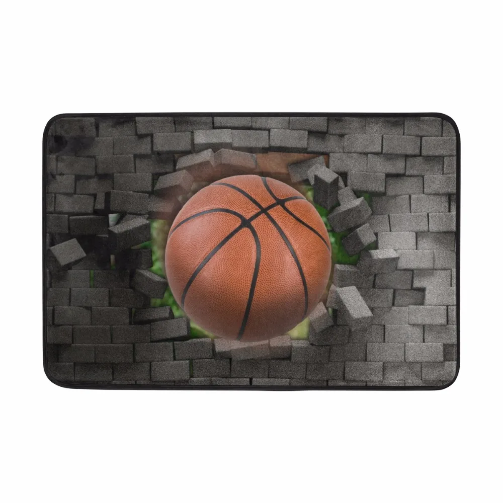 3D Basketball Printed Floor Carpet Quick-drying Water Absorption Bath Mat Bathroom Door Mat Absorbent Kitchen Carpet