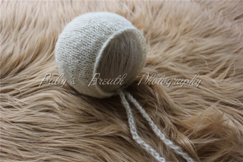 Pasgeboren Mohair Prop Gebreide Baby Bonnet Baby Mohair Hoed