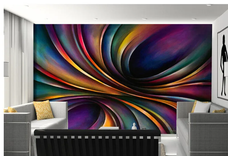 

Custom 3D large mural,the dynamic curve of metal glare abstract painting , KTV Hotel wallpaper papel de parede