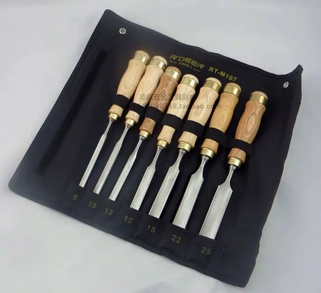 

R'DEER 7pcs half round woodworking tool chisels set NO.RT-M107 freeshipping wholesale