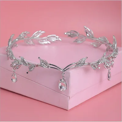 Wedding Hair Tiara Crystal Bridal Tiara Crowns Silver Color Diadem Veil Tiaras Wedding Hair Accessories Headpieces Head Jewelry