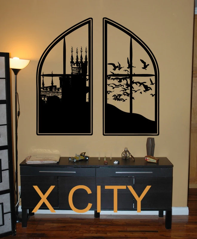 Giant Extra Large Castle Window Die Cut Vinyl Transfer Stencil Decal Sticker Wall Art Home Room Decor 46