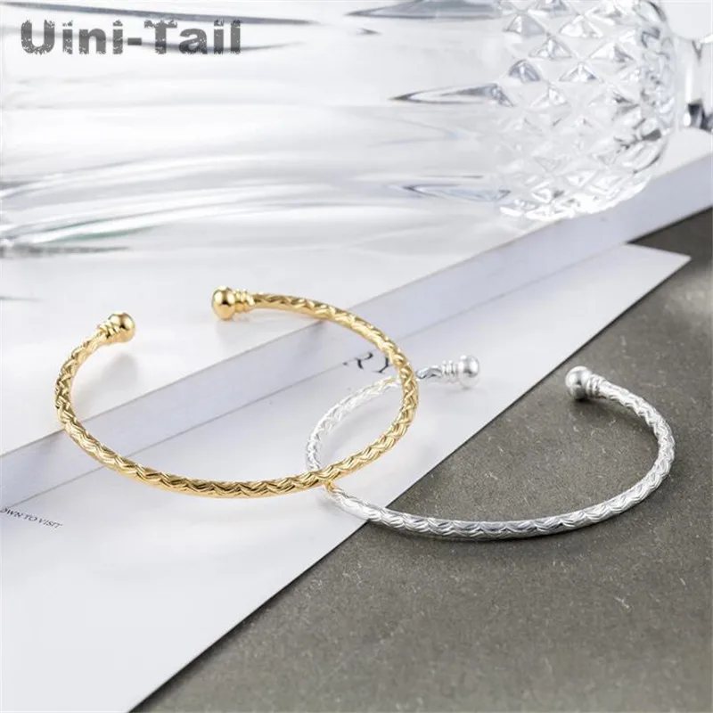 Uini-Tail hot new 925 Tibetan silver simple opening adjustable ladies bracelet Korean fashion tide flow high quality GN989