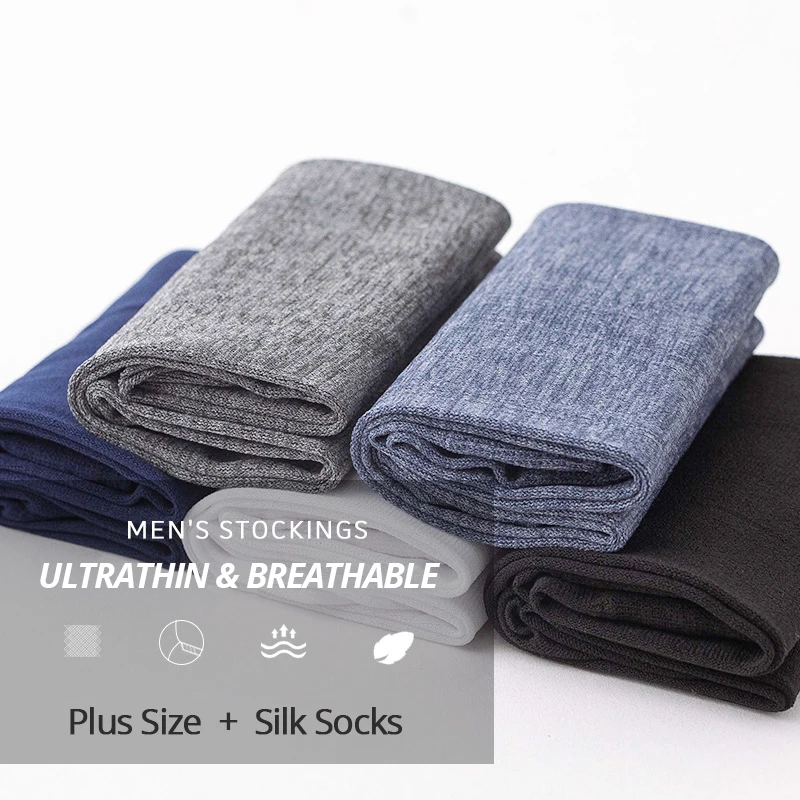 HSS Brand 20Pairs Men Silk Socks High Quality Business Casual Male Long Socks Summer Thin Transparent Ultrathin Men Stockings