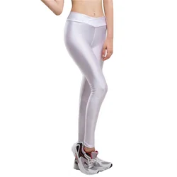 CUHAKCI  V High Waist Fitness Jegging Elastic Strtched Shiny Candy Color Push Up Trousers Workout Legging Women Sportswear Pants