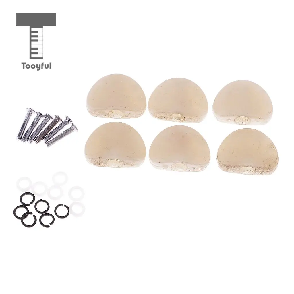 Tooyful 6 Pieces Plastic Tuner Machine Heads Knobs Tuning Pegs Cap Button Set for Acoustic/Electric Guitar Accessory Pearl-White