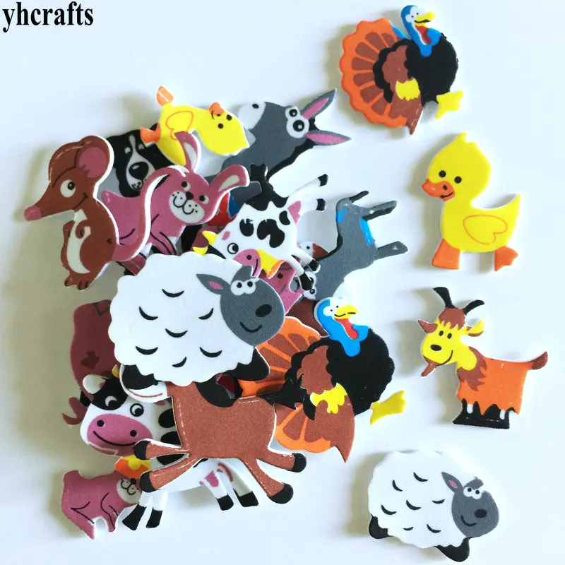 1bag/LOT.Farm animal foam stickers Kids Scrapbooking kit.Early learning educational DIY toys.kindergarten crafts.Activity items