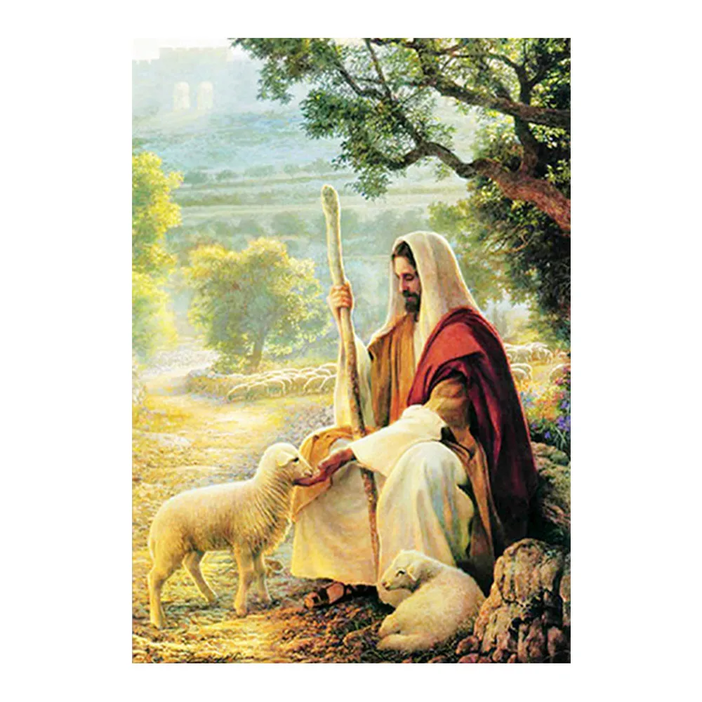 

Shepherd Jesus Christ portrait Diamond Painting Full Round Religion New DIY Sticking Drill Cross Embroidery 5D Home Decoration