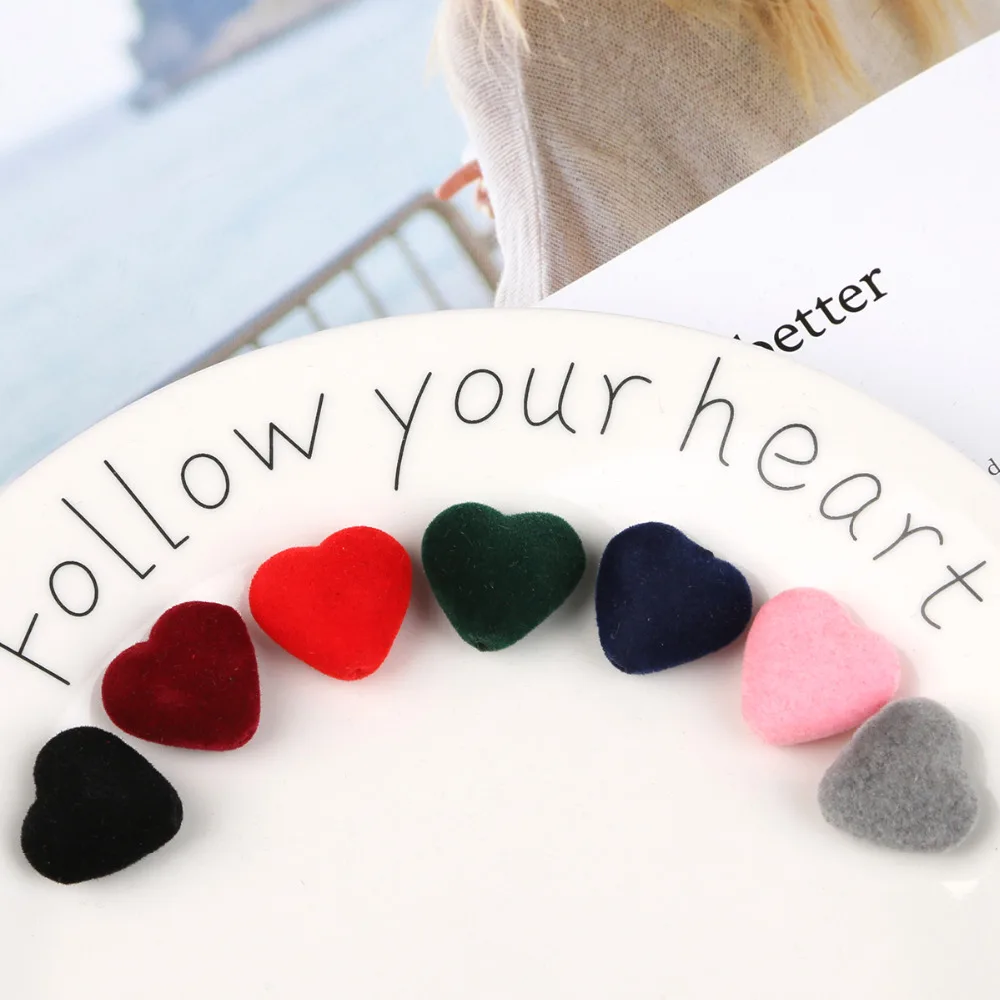 Fashion Handmade Pompom Balls Heart Soft Velvet Beads Charm Pendants for DIY Necklace Earring Bracelet Jewelry Findings Making