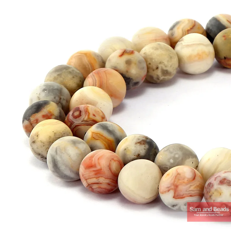 Natural Stone Dull Polish Matte Crazy Lace Agata Beads 15\