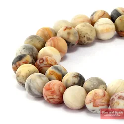 Natural Stone Dull Polish Matte Crazy Lace Agata Beads 15