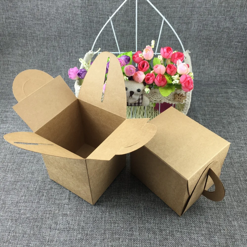 50pcs Brown Kraft Craft Paper Jewelry Pack Boxes Small Gift Box For Biscuits Handmade Soap Wedding Party Candy Packaging Box